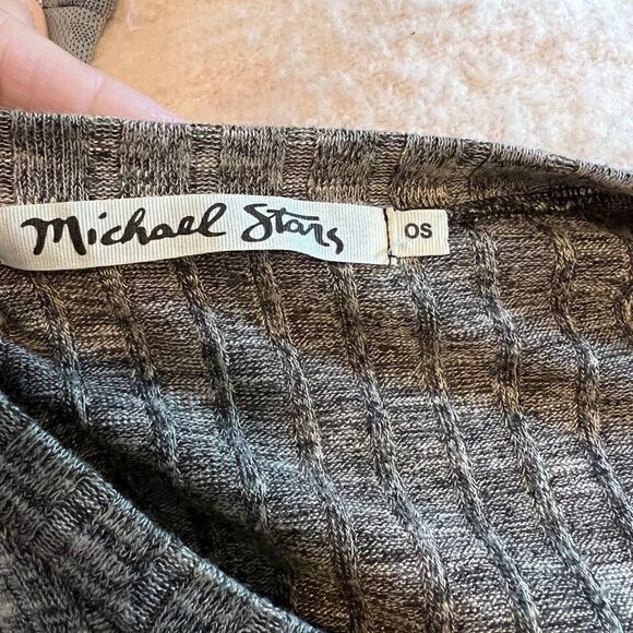 Michael Stars marled Black and Tan short sleeve sweater with raw edge S - Picture 7 of 11